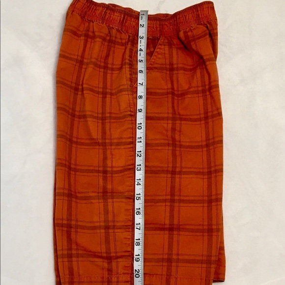 VINTAGE-CARGO SUPPLIES- Shorts orange plaid~YOUTH size XL - Picture 6 of 6